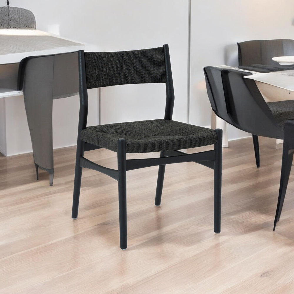 Homeroots Five Piece Black Round Dining Set With Four Chairs  Wood 571724