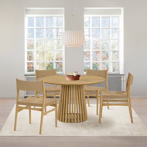Homeroots Five Piece Oak Round Dining Set With Four Chairs  Wood 571727