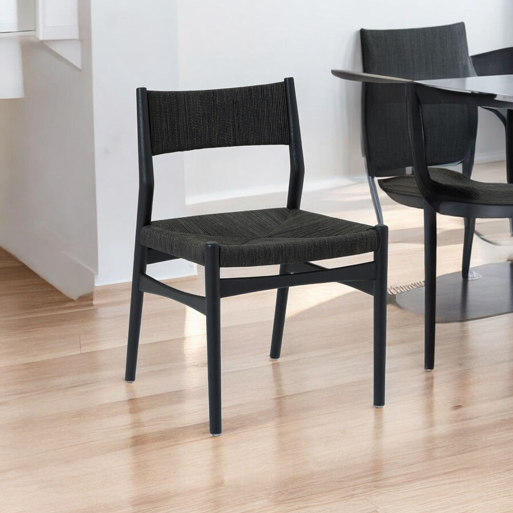 Homeroots Six Piece Black Oval Dining Set With Four Chairs And Sideboard  Wood 571728