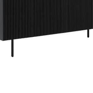 Homeroots Six Piece Black Round Dining Set With Four Chairs And Sideboard  Wood 571730