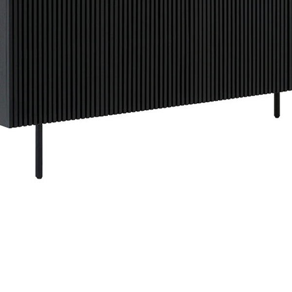 Homeroots Six Piece Black Round Dining Set With Four Chairs And Sideboard  Wood 571730