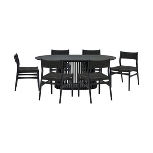 Homeroots Seven Piece Black Oval Dining Set With Six Chairs  Wood 571732
