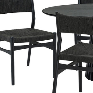 Homeroots Seven Piece Black Oval Dining Set With Six Chairs  Wood 571732