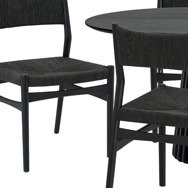 Homeroots Seven Piece Black Oval Dining Set With Six Chairs  Wood 571732