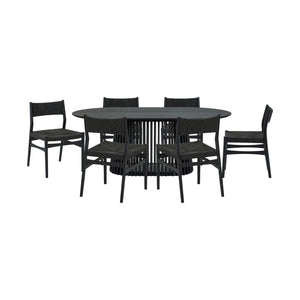Homeroots Seven Piece Black Oval Dining Set With Six Chairs  Wood 571732
