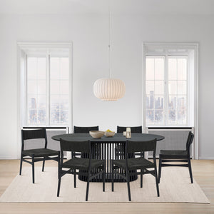 Homeroots Seven Piece Black Oval Dining Set With Six Chairs  Wood 571732