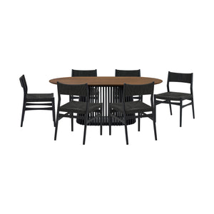 Homeroots Seven Piece Brown And Black Oval Dining Set With Six Chairs  Wood 571733