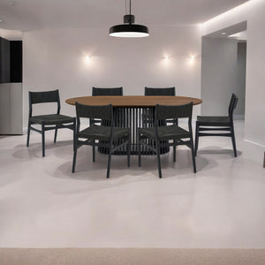 Homeroots Seven Piece Brown And Black Oval Dining Set With Six Chairs  Wood 571733