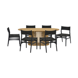 Homeroots Seven Piece Oak Oval Dining Set With Six Chairs  Wood 571734