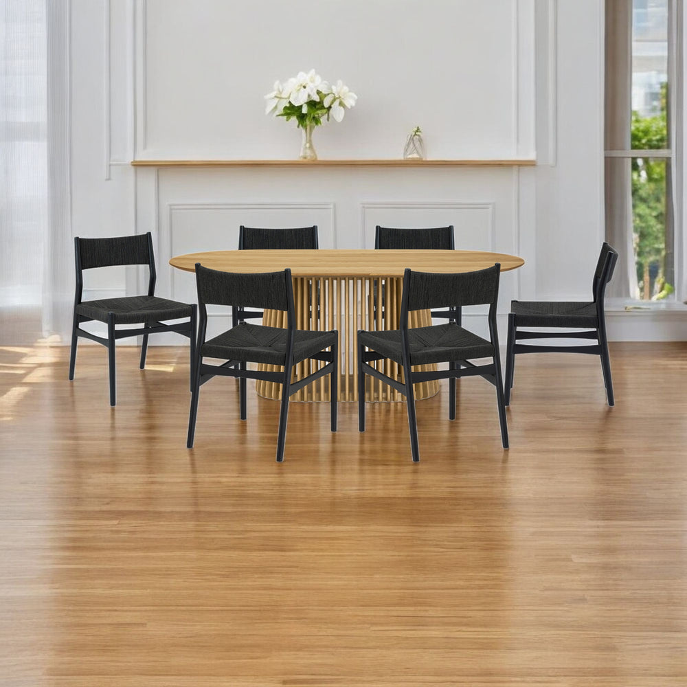 Homeroots Seven Piece Oak Oval Dining Set With Six Chairs  Wood 571734