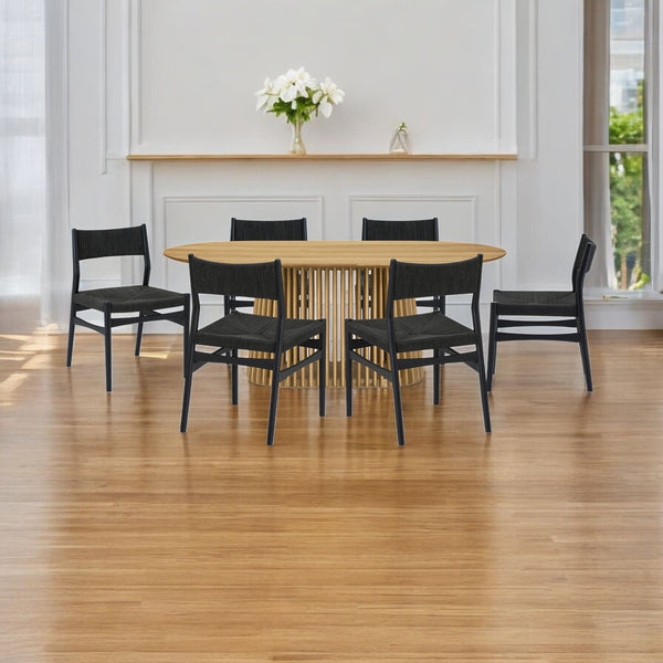 Homeroots Seven Piece Oak Oval Dining Set With Six Chairs  Wood 571734