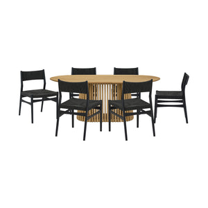 Homeroots Seven Piece Oak Oval Dining Set With Six Chairs  Wood 571734