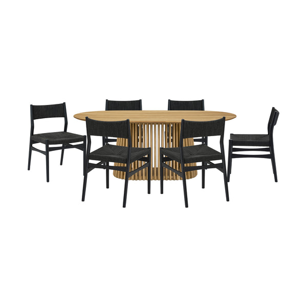 Homeroots Seven Piece Oak Oval Dining Set With Six Chairs  Wood 571734