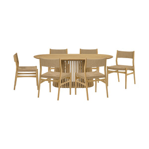Homeroots Seven Piece Oak Oval Dining Set With Six Chairs  Wood 571735