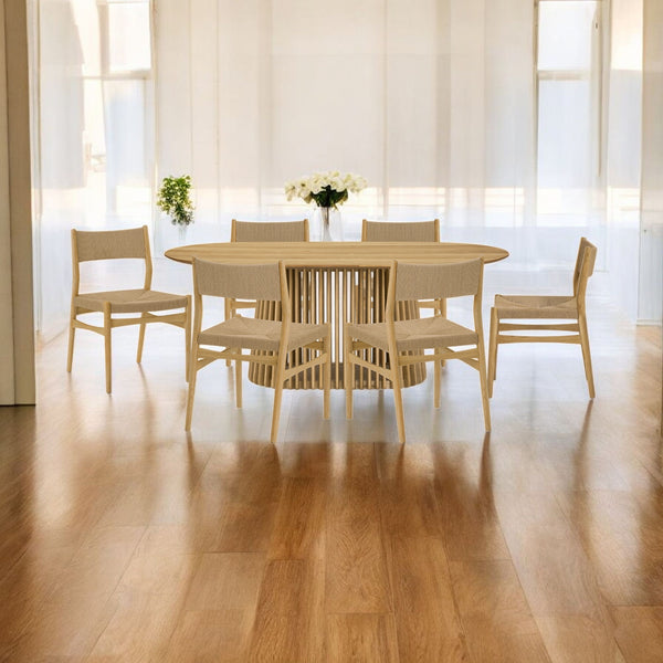 Homeroots Seven Piece Oak Oval Dining Set With Six Chairs  Wood 571735