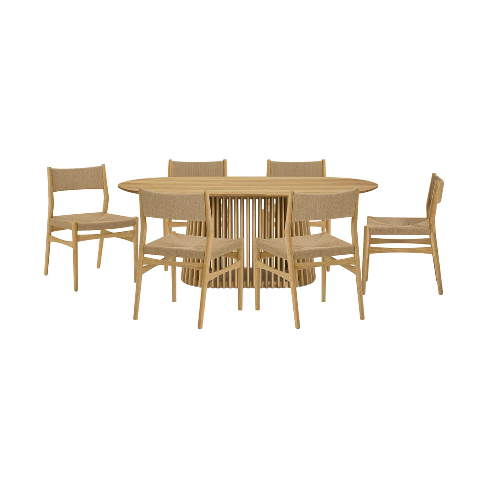 Homeroots Seven Piece Oak Oval Dining Set With Six Chairs  Wood 571735