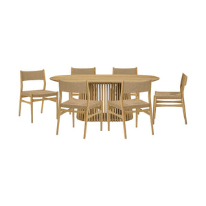 Homeroots Seven Piece Oak Oval Dining Set With Six Chairs  Wood 571735