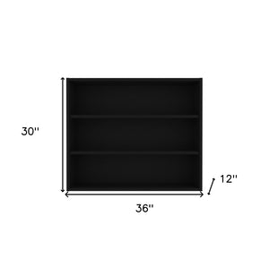 HomeRoots 36" Black Wood Three-Tier Floating Shelf - Modern Wall-Mounted Design for Stylish Home Organization 571739