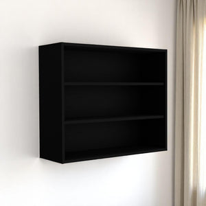 HomeRoots 36" Black Wood Three-Tier Floating Shelf - Modern Wall-Mounted Design for Stylish Home Organization 571739