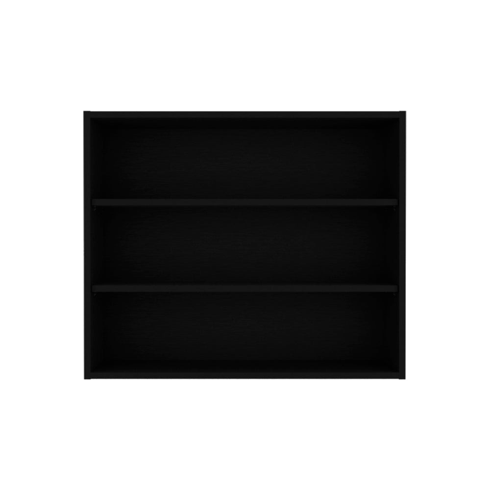 HomeRoots 36" Black Wood Three-Tier Floating Shelf - Modern Wall-Mounted Design for Stylish Home Organization 571739