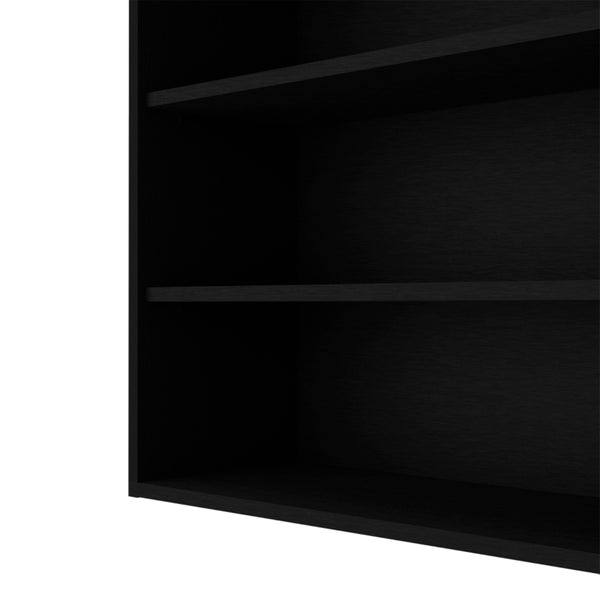 HomeRoots 36" Black Wood Three-Tier Floating Shelf - Modern Wall-Mounted Design for Stylish Home Organization 571739