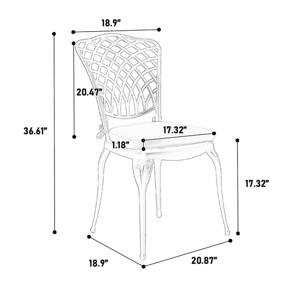 English Elm Bistro Set 3-Piece Rustproof Aluminum Furniture With Cushions – Elegant Patio & Garden Style W640P251293