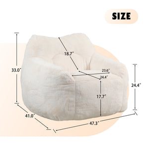 English Elm Bean Bag Chair - Luxurious Faux-Fur Sofa With High-Density Foam, Ideal For Relaxing, Gaming & More! W2200P313788