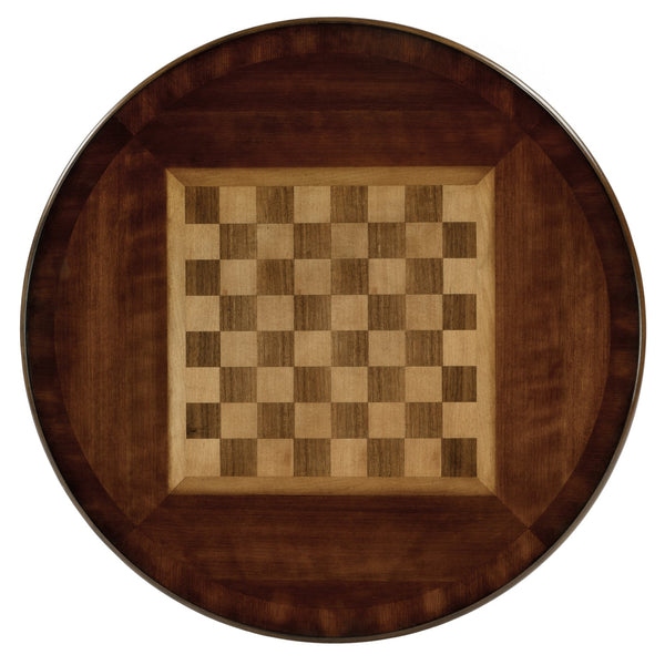 Butler Specialty Fredrik Round Game Table With Storage - Handcrafted Wood Veneer Chess & Checkerboard Design Medium Brown Rubberwood Solids,Poplar Wood,Cherry,Maple And Walnut Veneers,Mdf,Resin 5718011-butler