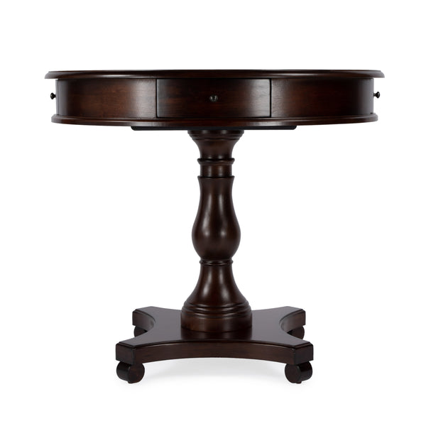 Butler Specialty Fredrik Round Game Table With Storage - Handcrafted Wood Veneer Chess & Checkerboard Design Dark Brown Rubberwood Solids,Poplar Wood,Cherry,Maple And Walnut Veneers,Mdf,Resin 5718024-butler