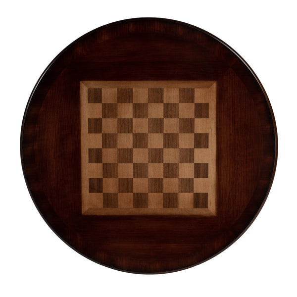 Butler Specialty Fredrik Round Game Table With Storage - Handcrafted Wood Veneer Chess & Checkerboard Design Dark Brown Rubberwood Solids,Poplar Wood,Cherry,Maple And Walnut Veneers,Mdf,Resin 5718024-butler