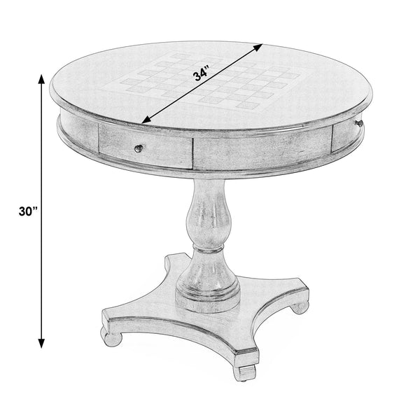 Butler Specialty Fredrik Round Game Table With Storage - Handcrafted Wood Veneer Chess & Checkerboard Design Dark Brown Rubberwood Solids,Poplar Wood,Cherry,Maple And Walnut Veneers,Mdf,Resin 5718024-butler