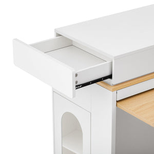 English Elm [video] Trexm Folding Bar Height Kitchen Island with Storage Drawers and Built-in Power Outlet XW000028AAK