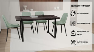 English Elm 59" Modern Industrial Black Mdf Dining Table Set With Suede Chairs – Elegant 4-Piece Kitchen Ensemble W2189S00621