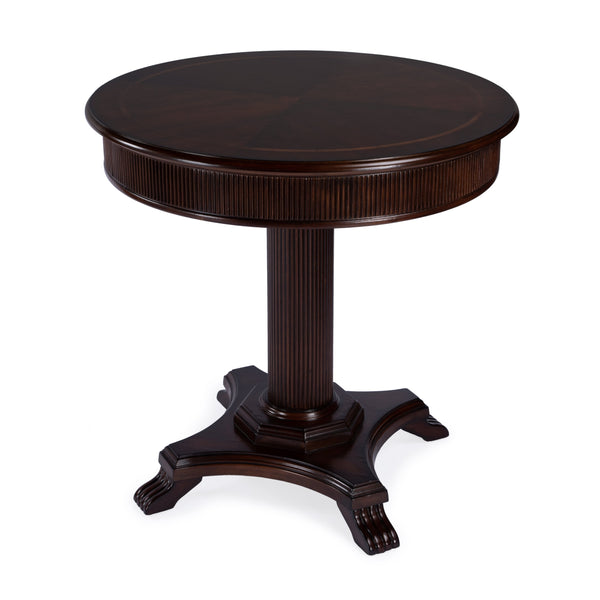 Butler Specialty Ellsworth Pedestal Foyer Table - Timeless Entryway Statement With Claw Feet And Fluted Detail Dark Brown Poplar,Cherry And Maple Veneers,Mdf,Resin 5719024-butler