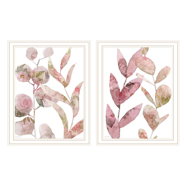 HomeRoots Set of Two Meadow Flora Botanical Prints in White Frames - Elegant Nature-Inspired Wall Art Decor 571905
