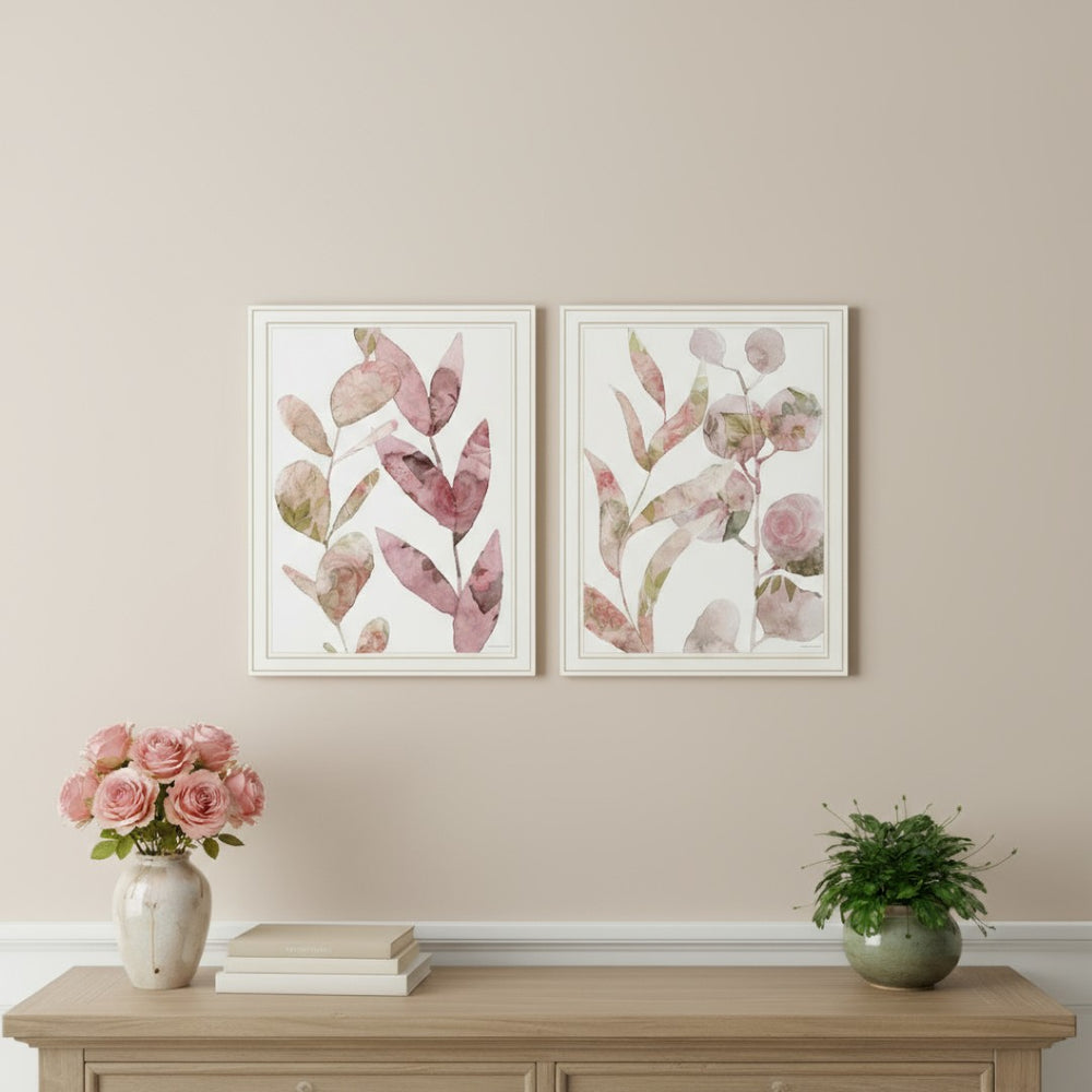 HomeRoots Set of Two Meadow Flora Botanical Prints in White Frames - Elegant Nature-Inspired Wall Art Decor 571905