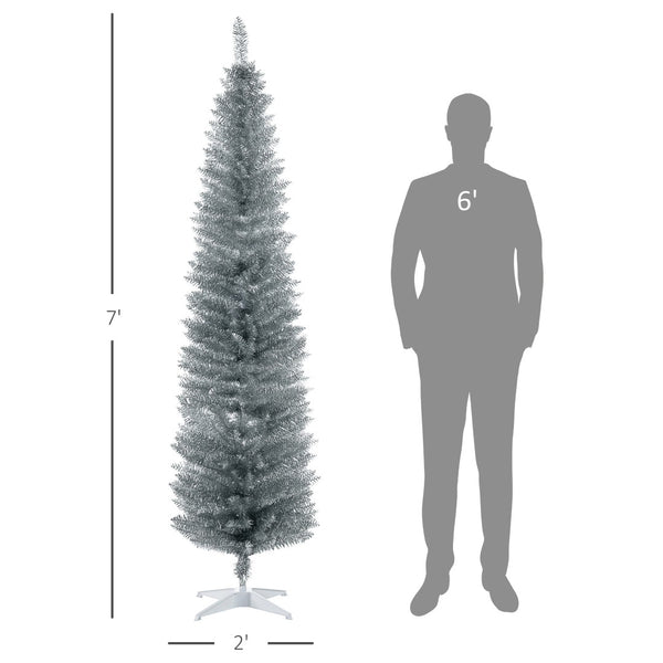 English Elm Snow Flocked Pink Pencil Artificial Christmas Tree for Entryway or Bedroom Corner T3971P419311
