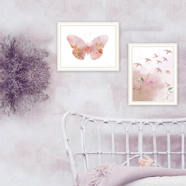 HomeRoots Set of Two Meadow Flora Framed Wall Art Prints - Elegant Botanical Decor for Home & Office Spaces 571906