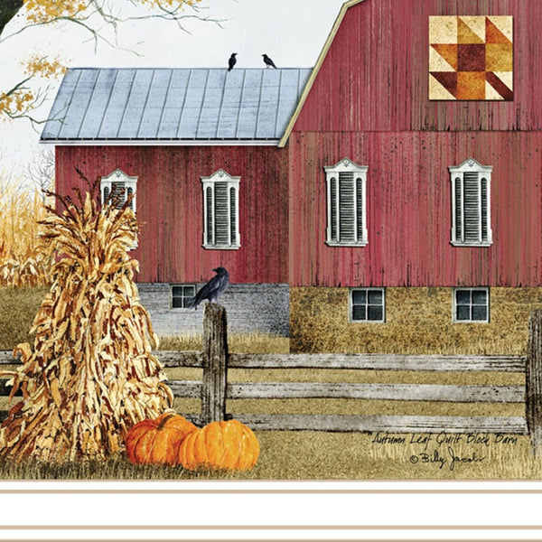 HomeRoots Set of Two Autumn Red Barn Prints in White Frames - Cozy Rustic Decor for Home & Office Spaces 571907