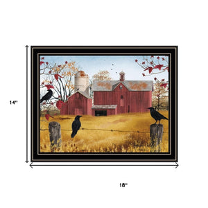 HomeRoots Set of Two Rustic Autumn Red Barn Wall Art – Black Framed Prints for Farmhouse Style Decor, 14x18” 571908