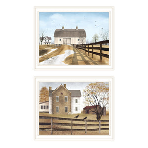 HomeRoots Set of Two Stunning Grandpa's Barn Wall Art Prints - Rustic White Framed Home Decor Accent 571909