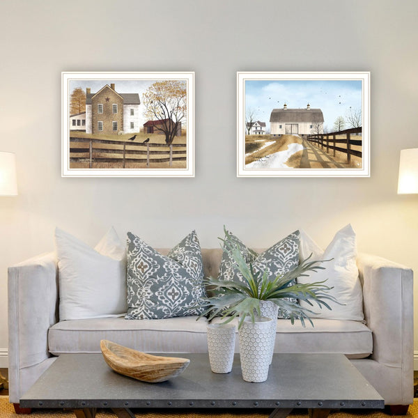 HomeRoots Set of Two Stunning Grandpa's Barn Wall Art Prints - Rustic White Framed Home Decor Accent 571909
