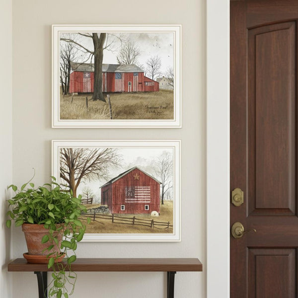 HomeRoots Set of Two Framed Americana Barn Prints - Rustic Wall Art for Modern Home Decor & Gallery Walls 571911