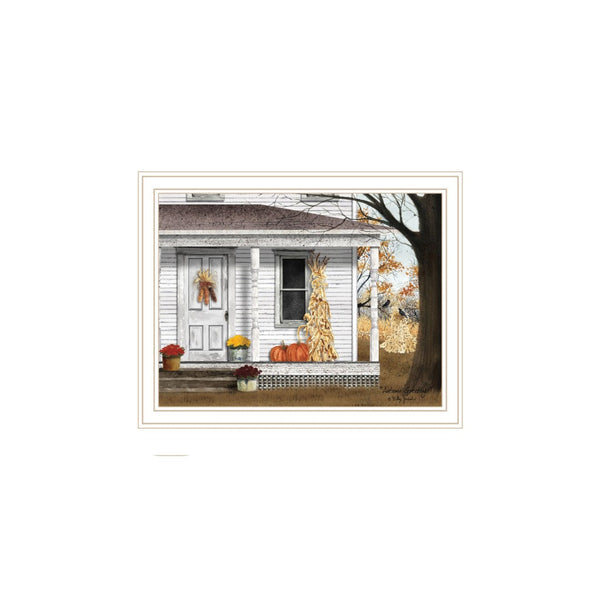 HomeRoots Set of Two Elegant Autumn Greetings Wall Art Prints in White Frames for Chic Home Décor 571913