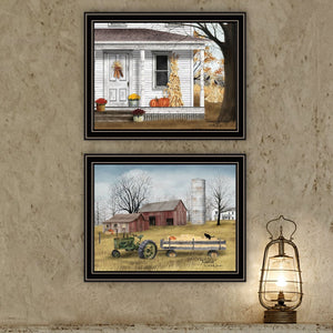 HomeRoots Set of Two Autumn-Themed Framed Wall Art Prints - Modern Black Frames for Seasonal Home Decor 571914