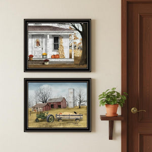 HomeRoots Set of Two Autumn-Themed Framed Wall Art Prints - Modern Black Frames for Seasonal Home Decor 571914