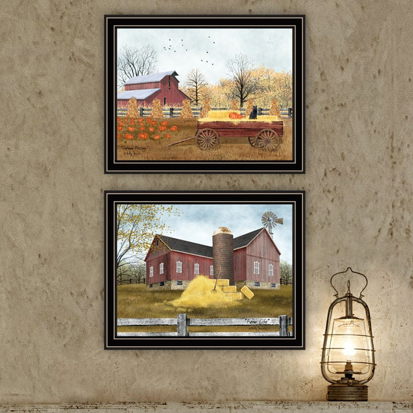 HomeRoots Set of Two Autumn Blessings Framed Wall Art – Rustic Farmhouse Decor for Cozy Living Spaces 571915