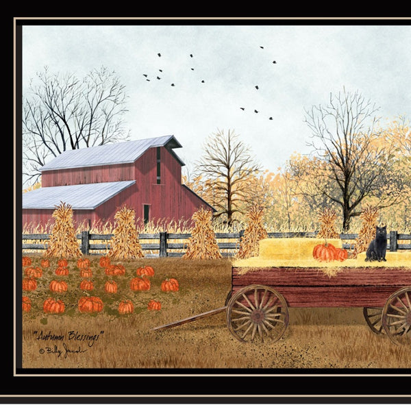 HomeRoots Set of Two Autumn Blessings Framed Wall Art – Rustic Farmhouse Decor for Cozy Living Spaces 571915