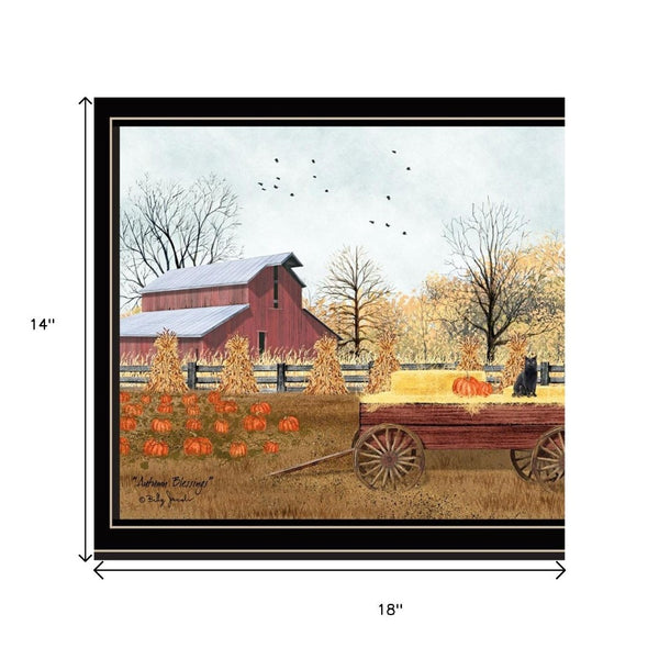 HomeRoots Set of Two Autumn Blessings Framed Wall Art – Rustic Farmhouse Decor for Cozy Living Spaces 571915