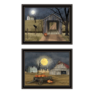 HomeRoots Set of Two Framed Halloween Wall Art Prints - Rustic Country Decor for Cozy Autumn Touches 571917